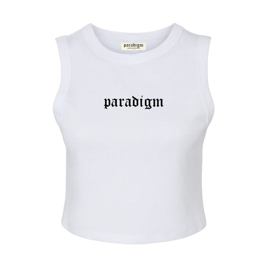 White Paradigm Logo Muscle Rib Tank